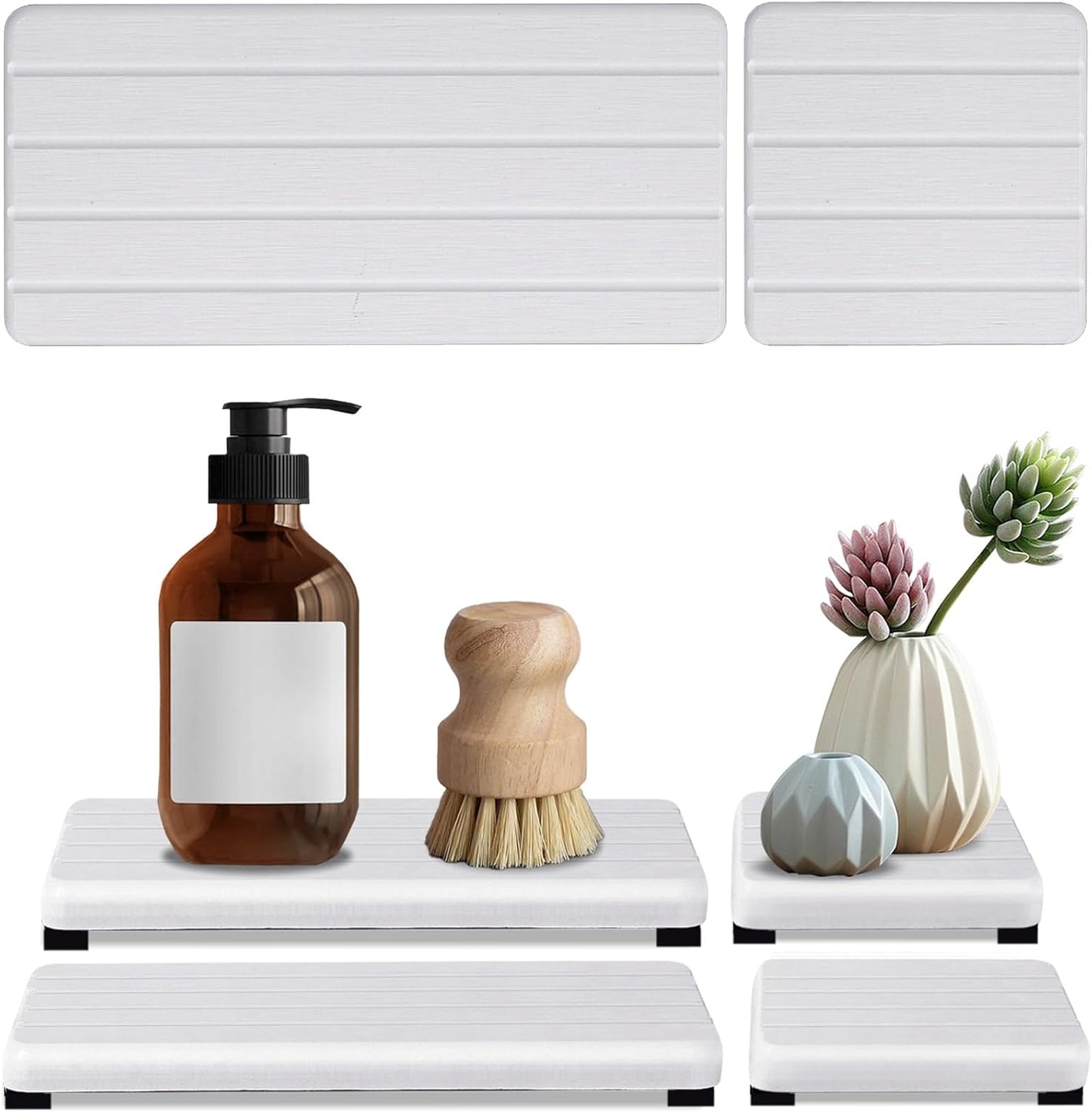 Set de 4 Bandejas Absorbentes de Piedra de Diatomita para Baño y Cocina