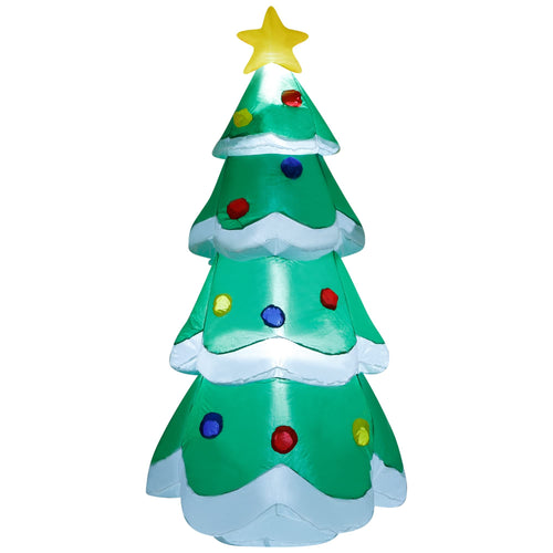Árbol de Navidad inflable de 1,52 m con luces LED y estrella, fondo blanco