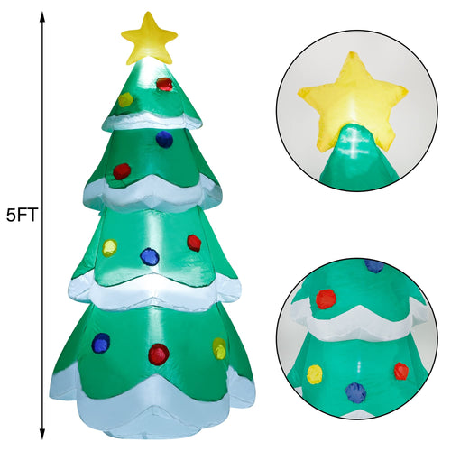 Medidas del árbol de Navidad inflable: 1,52 m de altura, detalle de la estrella y las esferas