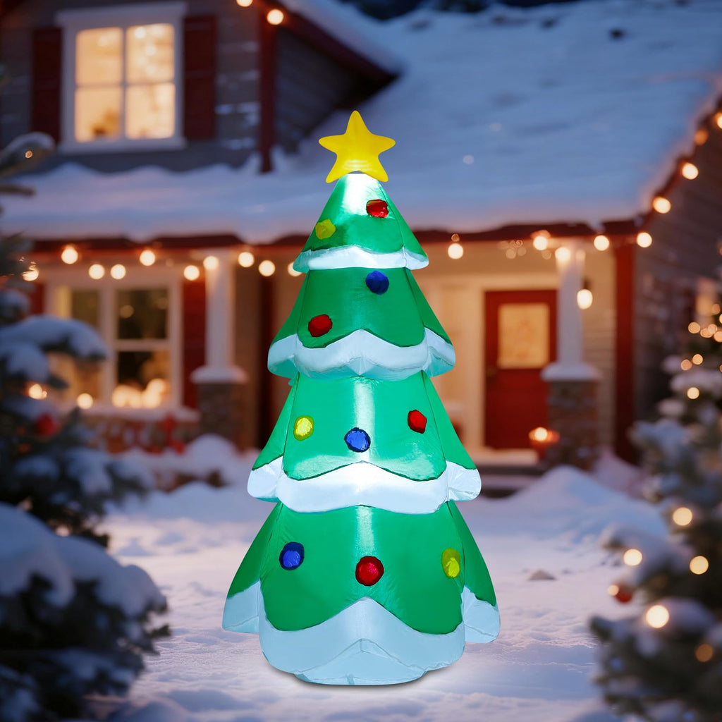 Árbol de Navidad inflable con luces LED en terraza