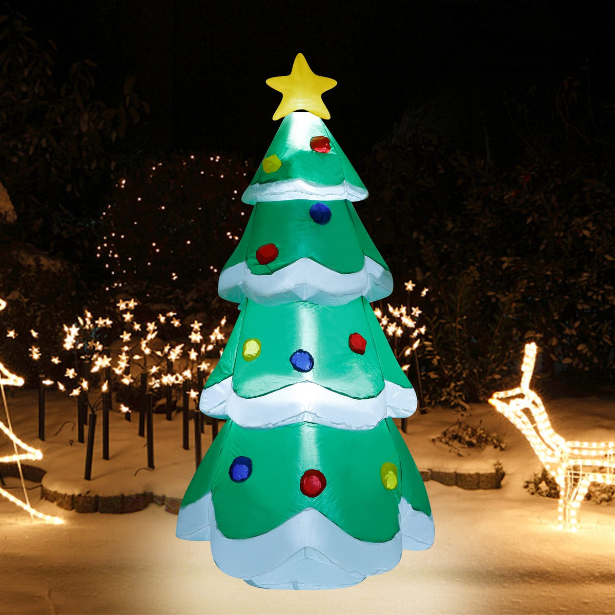 Detalle de las luces LED del árbol de Navidad inflable